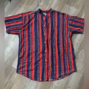 VTG Retro Duck Head Stars Stripes USA Western Funky Button Down Shirt Size XL